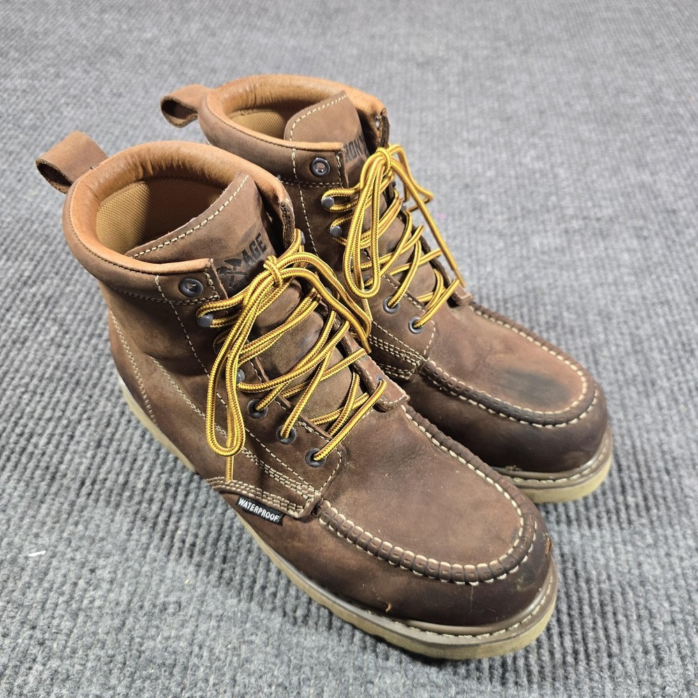 Iron Age Solidifier Boots Mens Size 10W Brown Leather Moc Toe Work Waterproof